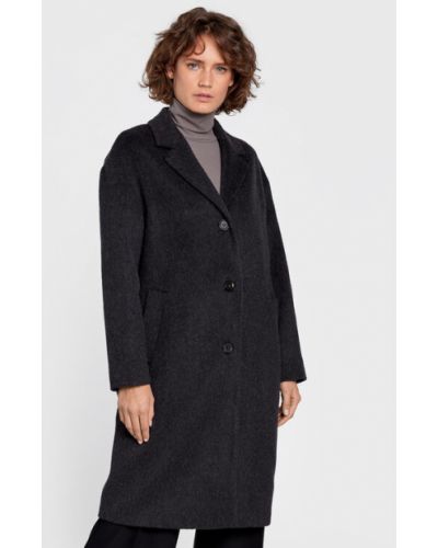 Gyapjú téli kabát Calvin Klein szürke