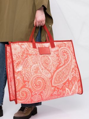 Shopper handtasche mit print mit paisleymuster Etro orange