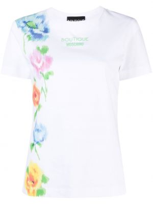 Тениска на цветя с принт Boutique Moschino бяло