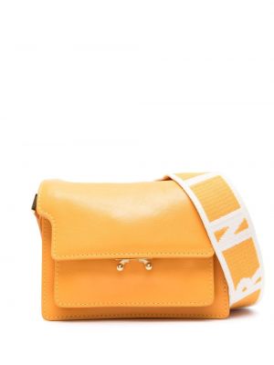 Кожени чанта през рамо Marni оранжево