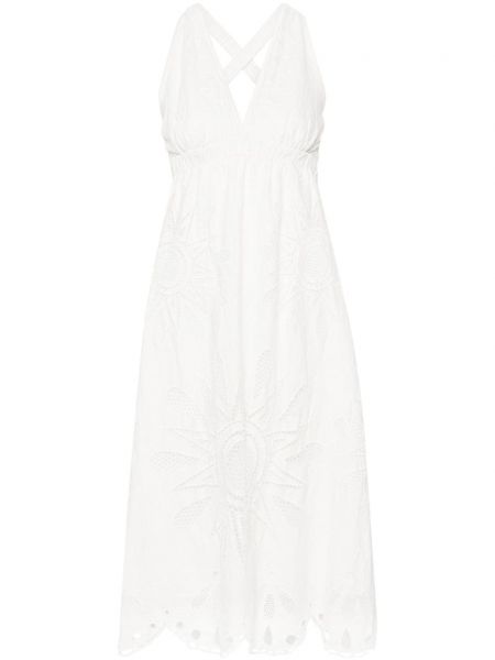 Pamučni haljina na naramenice s cvjetnim printom Farm Rio bijela