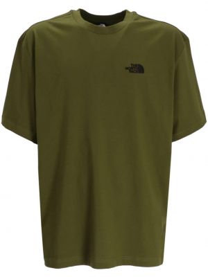 Bombažna majica s potiskom The North Face zelena