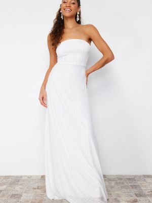 Вечерна рокля с пайети Trendyol бяло