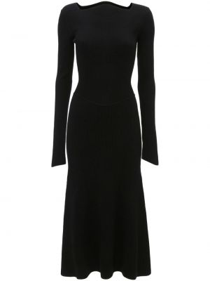 Vlnené midi šaty Victoria Beckham čierna