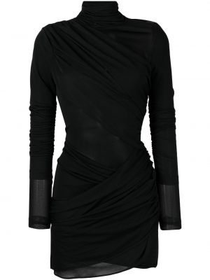 Viskózové dlouhé šaty s dlouhými rukávy Gauge81 - černá