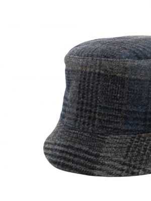 Chapeau en laine à carreaux à imprimé Fedeli bleu