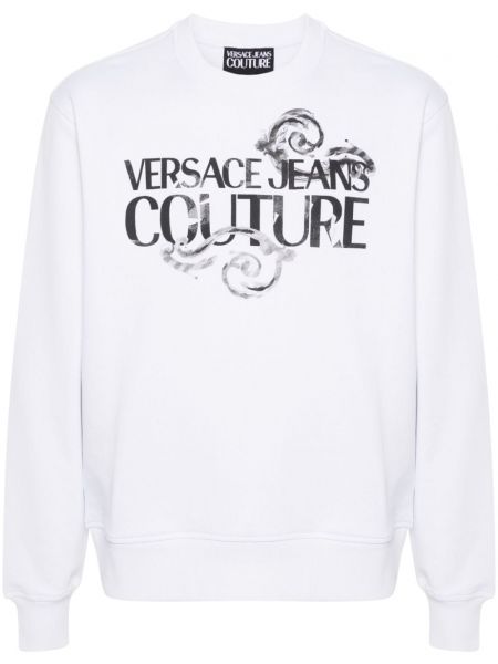 Памучен суитчър с принт Versace Jeans Couture бяло