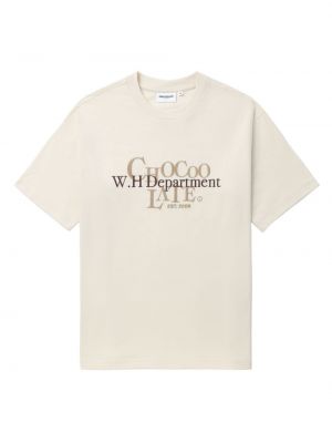 Bavlnené tričko s výšivkou Chocoolate biela