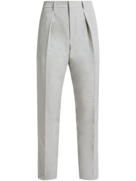 Ravne hlače Fendi siva