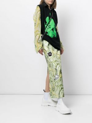 Falda midi con estampado abstracto Raf Simons verde