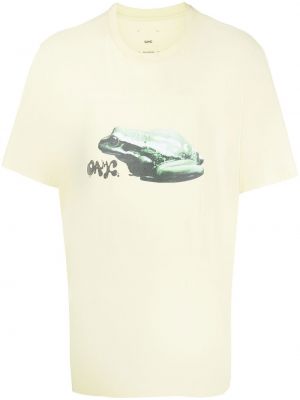T-krekls ar apdruku ar apaļu kakla izgriezumu Oamc dzeltens