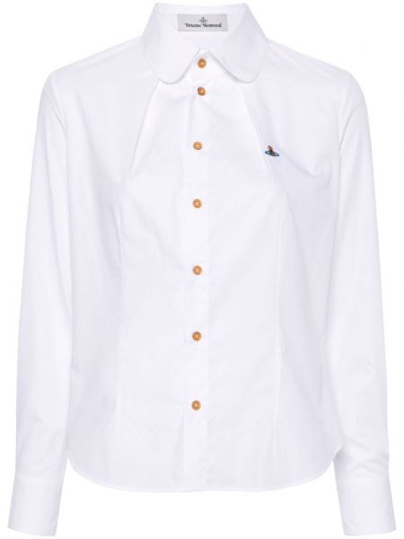 Βαμβακερό πουκάμισο με κέντημα Vivienne Westwood λευκό