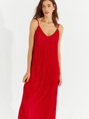 Sukienka długa plisowana Cool & Sexy czerwona