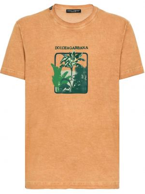 Памучна тениска с принт Dolce & Gabbana оранжево