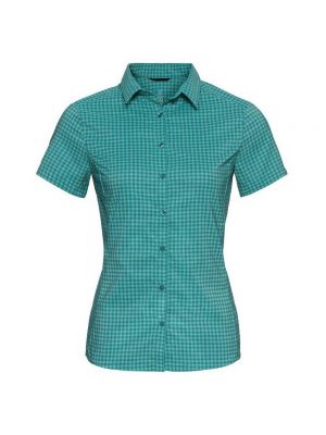 Клетчатая рубашка с коротким рукавом Odlo зеленая