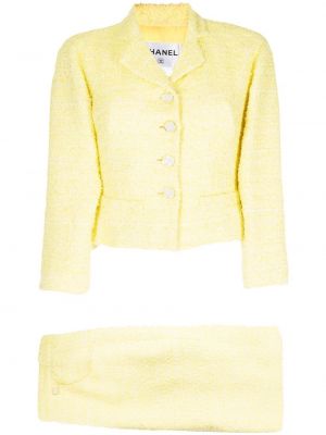 Jupe en tweed Chanel Pre-owned jaune