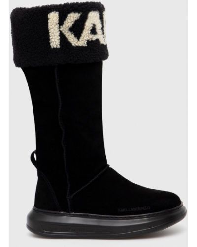 Čizme za snijeg od brušene kože Karl Lagerfeld crna