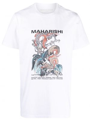 Pamut póló nyomtatás Maharishi fehér