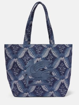 Žakárová nákupná taška Etro modrá