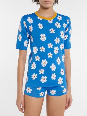 Kratke hlače s cvetličnim vzorcem iz žakarda Marni modra