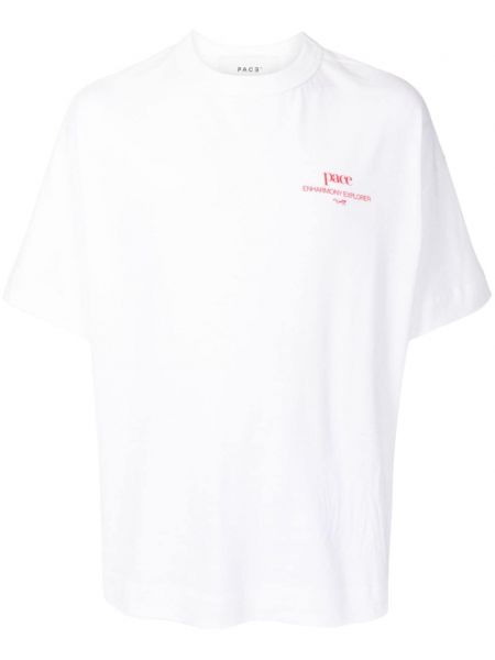 Bavlnené tričko s potlačou Pace biela