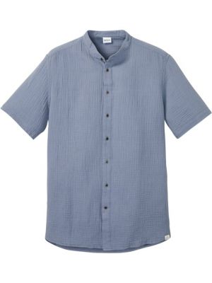 Муслиновая рубашка с коротким рукавом John Baner Jeanswear голубая