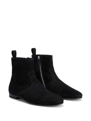 Sametové kožené kotníkové boty Giuseppe Zanotti černé