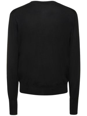 Suéter de lana de punto con escote v Pt Torino negro