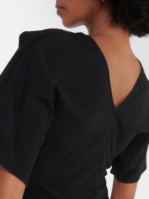 Asymetrické vlněné midi šaty Victoria Beckham černé