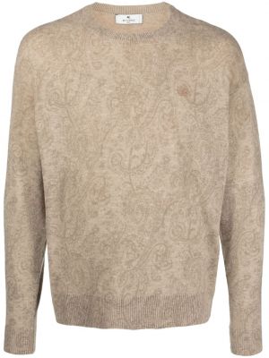 Vlnený sveter s výšivkou Etro béžová