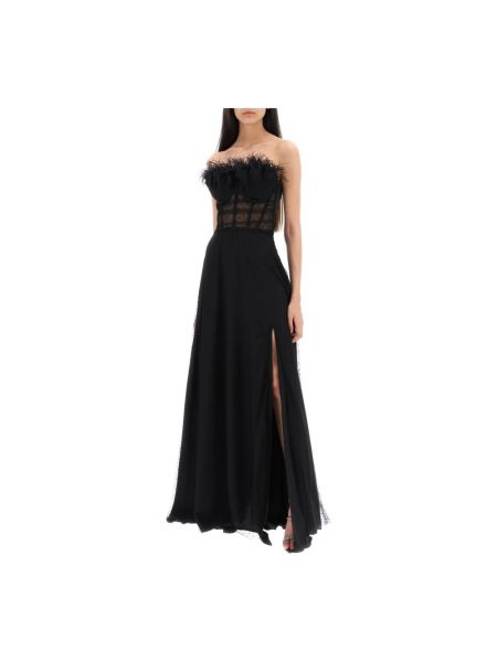 Sukienka długa w piórka 19:13 Dresscode czarna