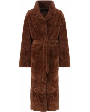 Пальто с мехом Simonetta Ravizza, коричневое