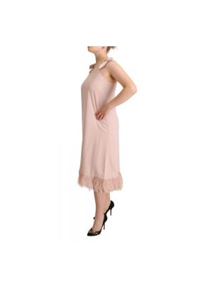 Sukienka midi bez rękawów w piórka Parosh różowa