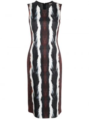 Αμάνικη μίντι φόρεμα με γούνα με σχέδιο Roberto Cavalli