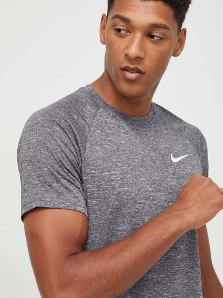 Меланж тениска с дълъг ръкав с принт Nike сиво