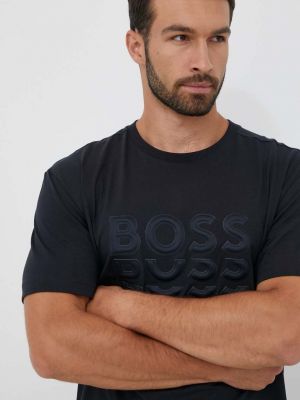 Памучна тениска с дълъг ръкав с апликация Boss Green