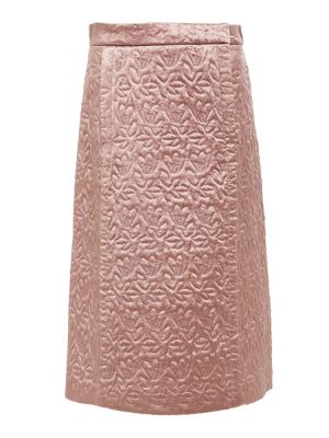 Žakárové midi sukně Maison Margiela růžové