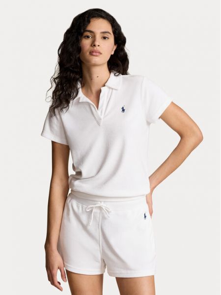 Поло тениска с копчета Polo Ralph Lauren бяло