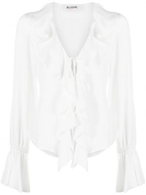 Риза с волани от креп Blugirl бяло
