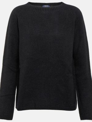 Sweter z okrągłym dekoltem wełniany z kaszmiru S Max Mara czarny