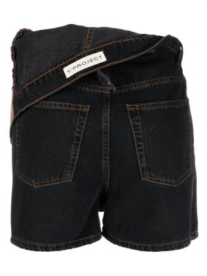 Asymmetrische jeans shorts Y/project schwarz