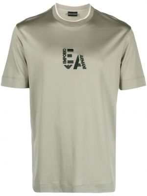Тениска бродирана Emporio Armani зелено