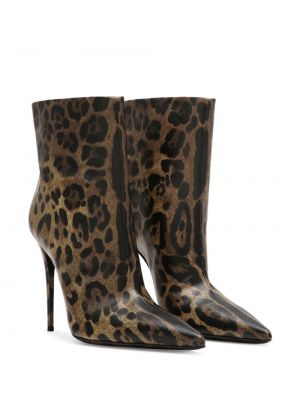 Dabīgās ādas puszābaki ar apdruku ar leoparda rakstu Dolce & Gabbana