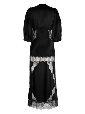 Plisuotas šilkinis vakarinė suknelė Cynthia Rowley juoda