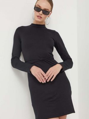 Pamučna uska mini haljina Hugo crna
