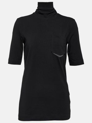 T-shirt en coton col roulé Brunello Cucinelli noir