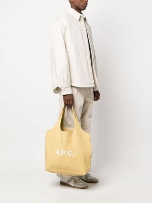 Shopper kabelka s potiskem A.p.c. žlutá