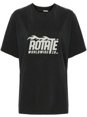 T-krekls ar apdruku Rotate melns