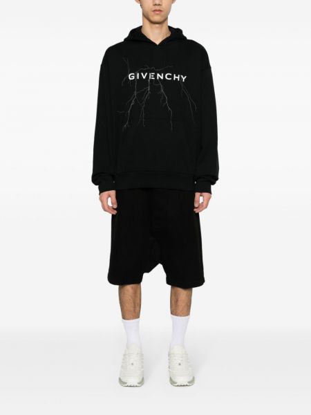 Raštuotas medvilninis džemperis su gobtuvu Givenchy juoda