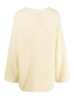 Sweter wełniany bawełniany z dekoltem w serek Rodebjer żółty